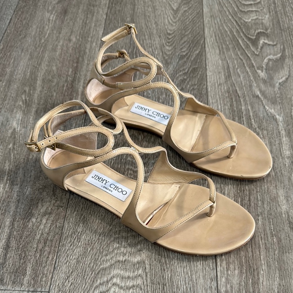 Jimmy Choo Lance flat sandals women’s sz 37 1/2, as is